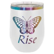 Polar Camel 12 oz. White/Prism ION-Plated Stemless Wine Tumbler with Lid