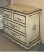 Antique White Pink Rose Dresser