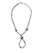 1960s Shell Heishi & 3 Turquoise Nuggets Loop Necklace – 18"