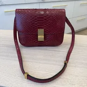 Celine Red/Black Python Medium Classic Box Shoulder Bag