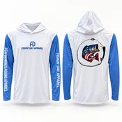 Fishin' Day Apparel Men's American Flag Fish Hooded Long Sleeve Shirt - White / Blue