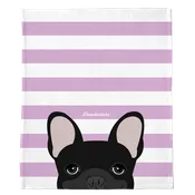 Black French Bulldog on Lavender Stripes | Frenchie Blanket
