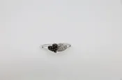 Blk &amp; White Diamond Heart Ring