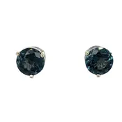 14k White Gold 3.05cttw Grey Spinel Stud Earrings - 7mm Natural Beauty