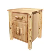 24 Inch Log Nightstand with Doors | 24" Wide