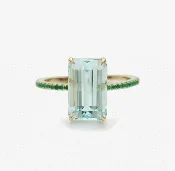18k Gold Aquamarine & Emerald Spring Ring