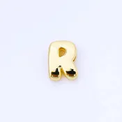 24K Gold Filled 20mm Personalized Cord Chubby Bubble Initial Letter Alphabet Bead | AF105 - AF117