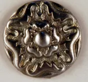 159 Floral Tudor design Pewter Button. Hand made in the USA