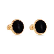 14 Karat Black Circular Enamel 8.3mm Screw Back Earrings