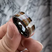 8 mm Black Tungsten with Whiskey Barrel Oak/Antler Model #1047