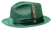 Bruno Capelo Straw Summer Dress Hat Emerald Green Fedora JU905