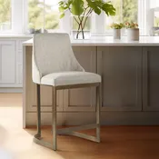26" Counter Height Chair with Cream Polyster Fabric, Metal Frame