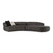 2-Piece Spector Modern Dark Grey Fabric Curved Sectional Sofa
