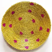 15 Inches Hand-Woven Southwestern Design Basket Golden Confetti Tape Brbsf-132