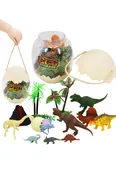 14-piece Dinosaur Figures Play Set Egg Jar