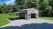 33x25x12/7 Metal Garage with 15' Lean-To - Vertical Roof - Eagle Carports