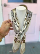 Baroque Medallion Pearl Scarf Necklace - Beige/Brown/Gold