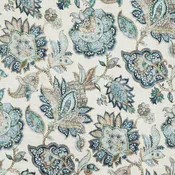 Aegean-Blue Floral |Window Curtain Fabric—100% Cotton