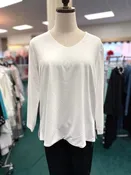 3/4 SLEEVE V-NECK TOP - White