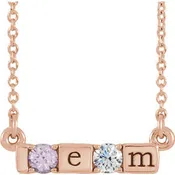14K  Five-Stone Engravable Family Bar Necklace Mounting