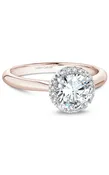 14K Rose Gold and 14K White Gold Halo Round Engagement Ring