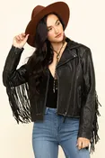 Alison Black Fringe Leather Jacket