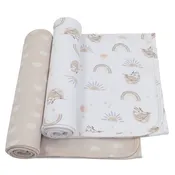2PK Jersey Swaddle - Rainbow Sloth