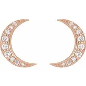 14K Gold Crescent Moon Diamond Post Earrings
