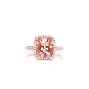 14k Rose Gold Natural Champagne Morganite Ring with Diamonds