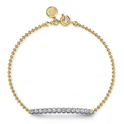 14K White and Yellow Gold White Sapphire Bar Bracelet