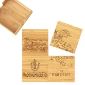 4PC MASSACHUSETTS PUZZLE COASTERS W/ CASE -SELLOUT
