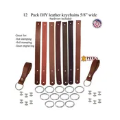 Blank Leather Keychains 5/8" Selected Colors 12 Pack