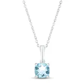 Aquamarine Birthstone Necklace 10K White Gold 18"