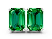 14K White Gold 2.67 Carat Emerald Emerald Stud Earrings