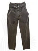 Isabel Marant High Waisted Paperbag pant size2 Grey textured utility tapered
