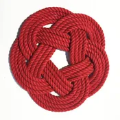 7" Nautical Sailor Knot Trivet, Red Cotton Rope, Small