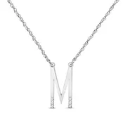 Diamond Six-Stone 1/20 ct tw Block Initial Necklace Sterling Silver 18"