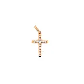 14K Rose Gold Channel-Set Diamond Cross Pendant