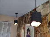 Pendants Angular Textured Black with Copper Interior Pair