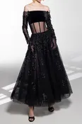 Beaded Hearts Dress With Velvet Top