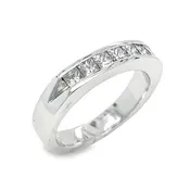 14K White Gold Channel Set Princess Cut Diamond Wedding Band