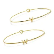 14K Gold Over Sterling Silver Letter Initial Cuff Bracelet