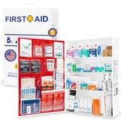 4 Shelf Metal Workplace First Aid Kit Osha Class B With Medications