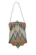 1920s Silver Frame Geo Chevron Mesh Bag