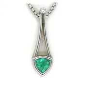 Bezel Set Triangular Emerald Pendant