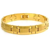 Gold IP Tungsten Carbide Wood Pattern Link Bracelet