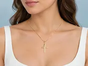 18K Gold Openwork Cross Pendant