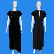 1940s Silver Studded Rayon Dress – Size S