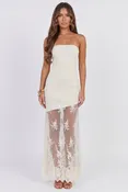 Almost Yours Strapless Lace Maxi Dress