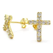 14K Gold over Sterling Silver 0.33 Carat Multi-CZ Cross Post Earrings